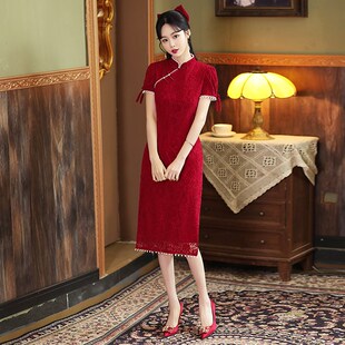 旗袍敬酒服2024新款 民国风气质新娘订婚回门礼服连衣裙 改良新中式