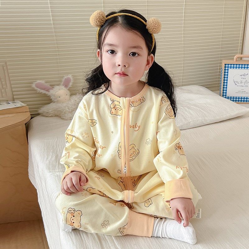 儿童睡袋纯棉宝宝春季婴儿分腿防踢被神器a类春秋中大童连体睡衣