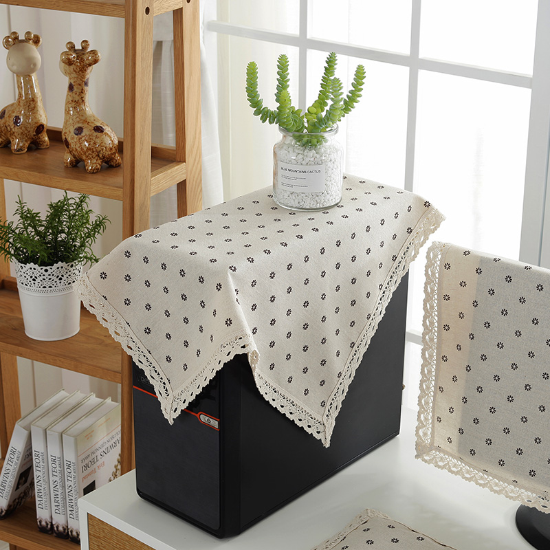 电脑罩防尘罩田园布艺台式液晶曲面显示器套盖布套装遮灰防尘布