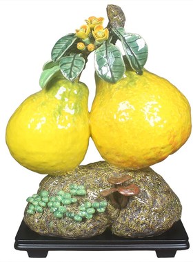 新品石湾公仔陶瓷摆件柚子丁财两旺招财旺宅新中式高端客厅工艺品