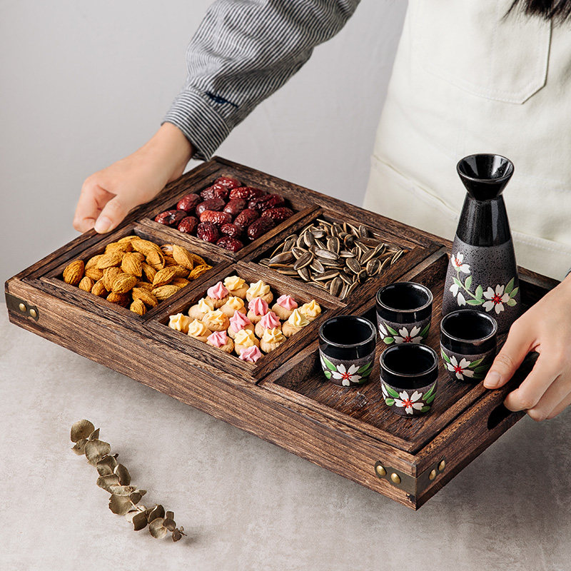 日式陶瓷酒具清酒壶居酒屋烧酒壶白酒杯黄酒分酒器酒杯木托盘套装