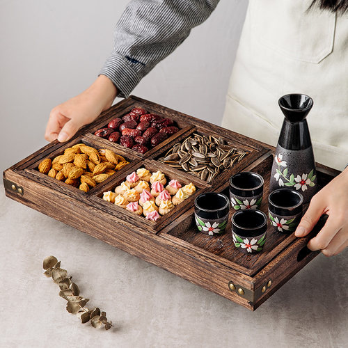 日式陶瓷酒具清酒壶居酒屋烧酒壶白酒杯黄酒分酒器酒杯木托盘套装