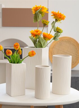 超大号白色陶瓷花瓶摆件客厅插花器水养鲜花餐桌电视柜家居装饰品