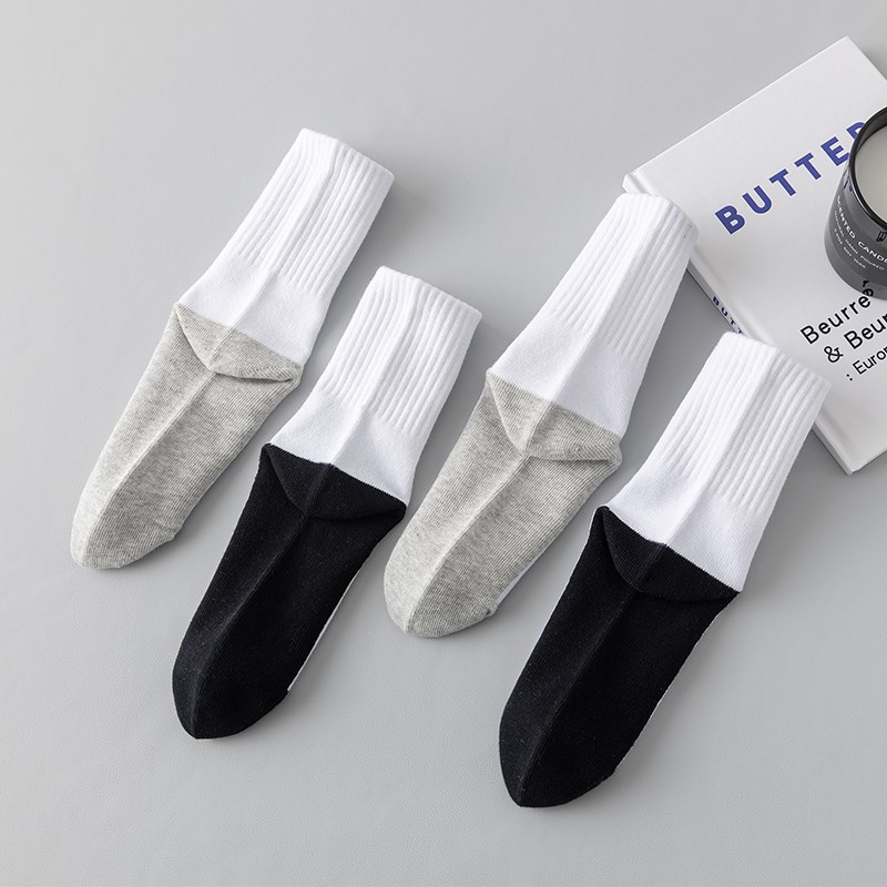 儿童白色袜子大童春秋男童女童小学生袜中筒袜耐脏灰底白袜