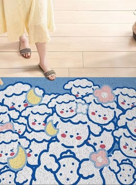 丝圈入户门垫卡通地垫门口玄关脚垫可裁剪地毯垫进门网红家用防滑