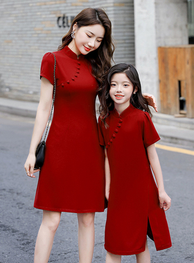 高端亲子装母女装中国风复古洋气旗袍2021新款改良礼服连衣裙夏装