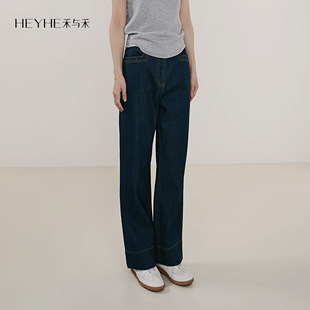 高规格四面弹水洗长竹节肌理拉伸感深邃绿调牛仔裤 直角线 小禾