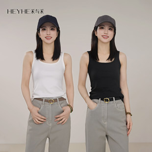 小禾【肯豆背心】桑蚕丝棉亚麻螺纹清爽顺滑质感透气内搭打底背心
