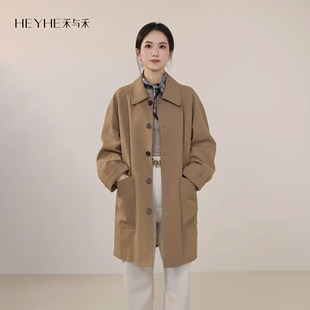 风衣外套 天然亚麻长绒棉巴恩风翻领老钱风中长款 小禾 书卷气