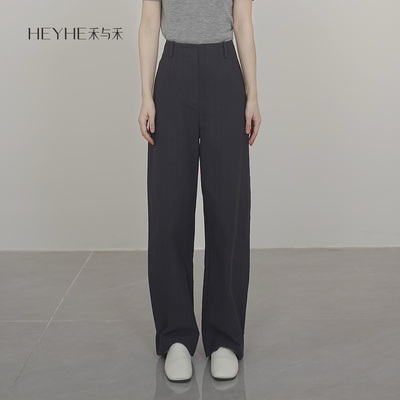 高腰显瘦简约休闲宽松直筒阔腿裤
