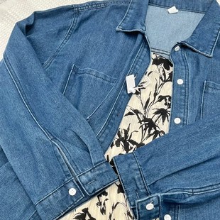 蓝色牛仔衬衫女复古宽松大版港味百搭春季长袖纯棉衬衣外套风衣