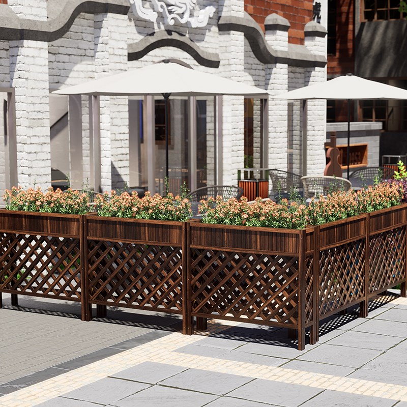 防腐实木花箱种植箱花架木栅栏餐厅隔断围栏花园屏风墙花盆架庭院