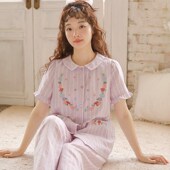 2024新款 薄款 春款 睡衣女夏款 夏天女款 纯棉短袖 春秋女士家居服套装