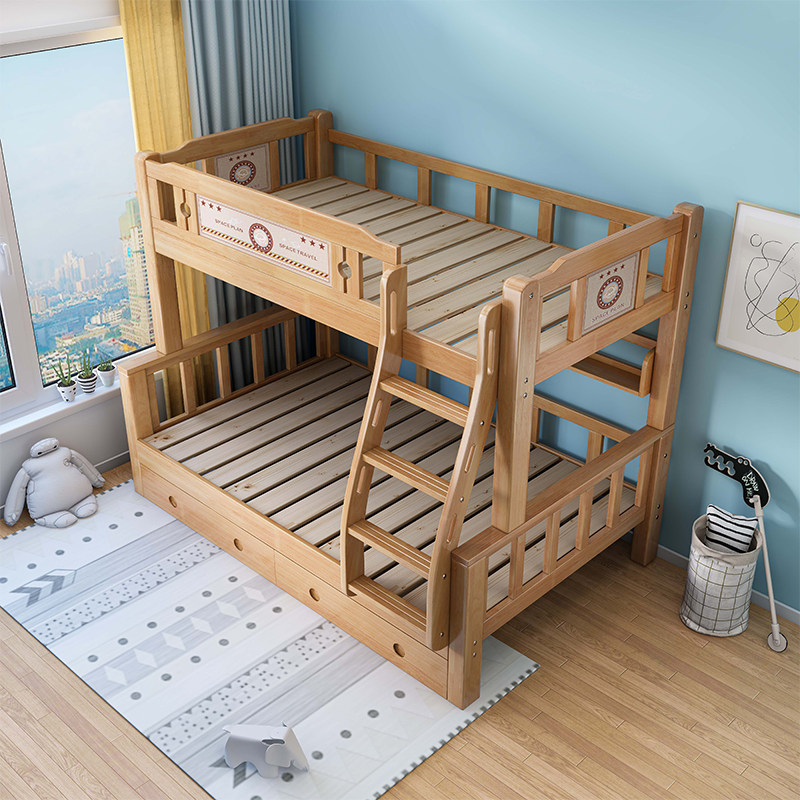 全实木上下床双层分体床大人儿童子母床成年上下铺木床橡木子母床