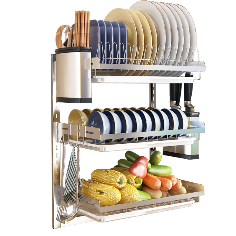 304不锈钢厨房置物架放碗架沥水架壁挂碗盘架碗筷碗碟收纳架家用