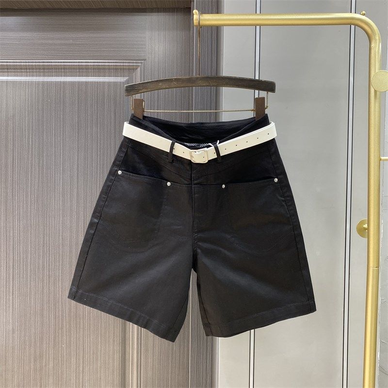 高腰弹力洋气桔色牛仔短裤女夏季2025新款宽松休闲阔腿五分裤中裤