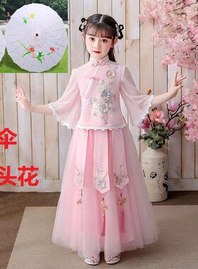 儿童古装汉服女中国风仙女裙女童古装旗袍古代公主裙古风夏季童装