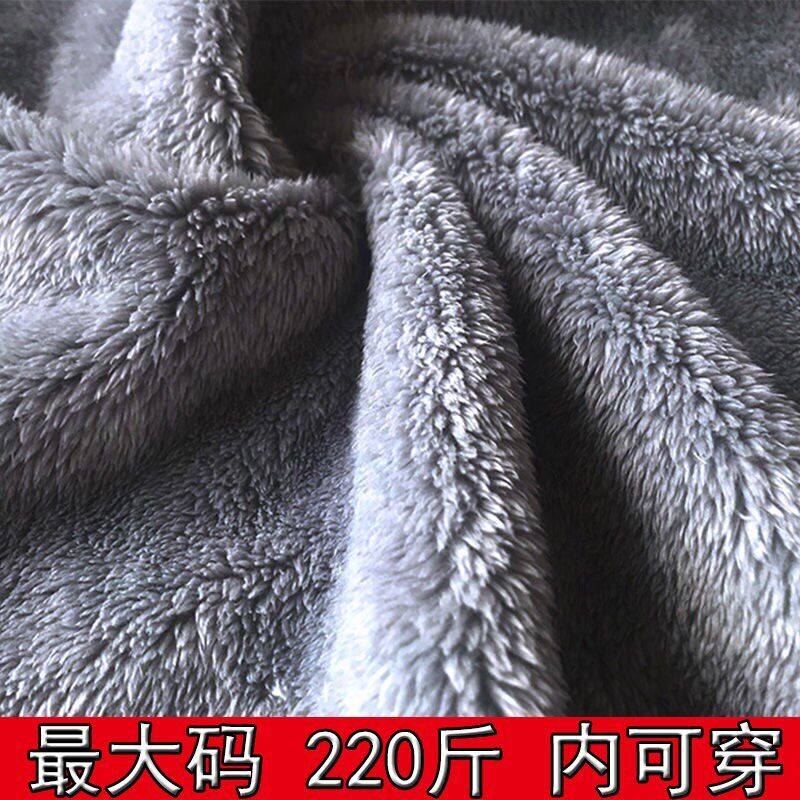 珊瑚绒加肥加大睡袍男冬季加厚长款学生浴袍大码中年男士加长睡衣