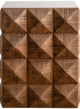 侘寂风复古实木小茶几客厅沙发边几民宿角几样板房酒店床头小桌子