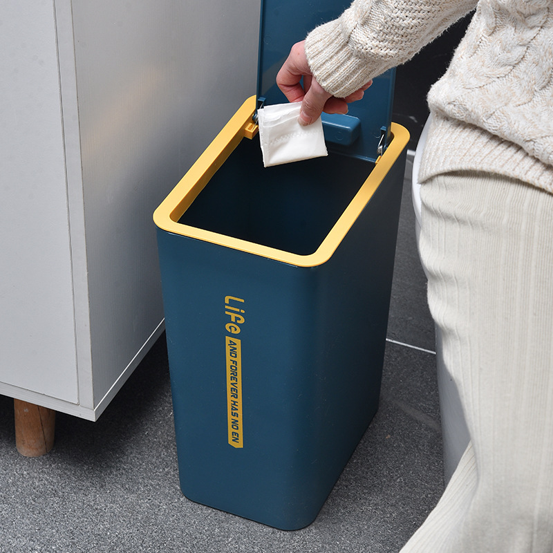 夹缝垃圾桶2023新款家用带盖窄纸篓厕所卫生间便纸桶按压式收纳桶