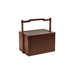 复古竹编提盒 收纳盒 食盒茶点盒餐点盒便携出游旅行中式茶具茶箱