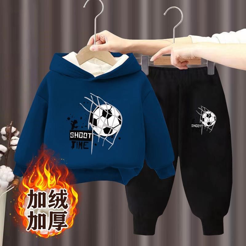 儿童加绒套装冬款男童加厚卫衣卫裤两件套洋气男孩子外穿连帽衣服,童装/婴儿装/亲子装,套装,淘宝优惠券,粉丝福利购,淘宝优惠卷