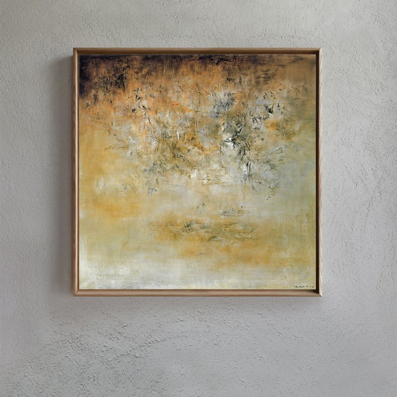 客厅沙发背景墙装饰画客厅复古擦色实木框油画纯手绘抽象挂画饭厅