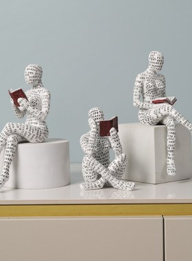 创意艺术人物读书女人摆件图书馆书房阅读室装饰品女士办公桌摆设