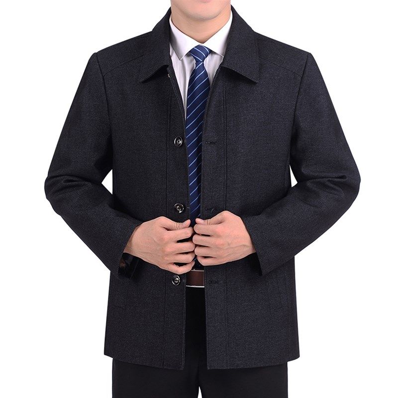 中年夹克男士春装外套男爸爸上衣春秋季父亲中老年休闲男装夹克衫