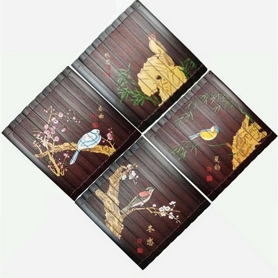 竹简刻字竹雕画居家客厅墙上挂件茶楼装饰画莫生气百福顺家缘和字