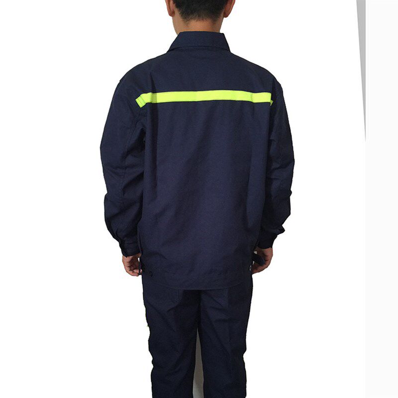 纯全棉斜纹加厚工作服煤矿反夜光条防静电下井工人电焊专用深蓝色