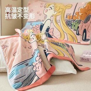 A类纯棉纱布枕巾加厚加大款高档家用不掉毛情侣成人枕头盖巾吸汗