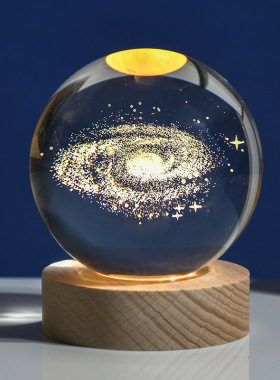 发光水晶球桌面摆件太阳系月球宇航员装饰品女生同学闺蜜生日礼物