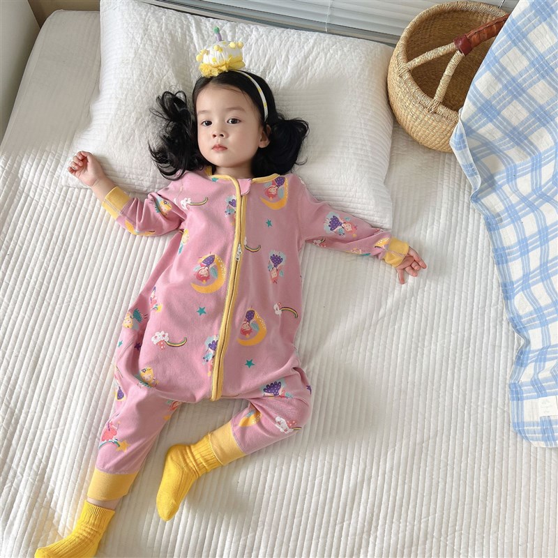 2023新款宝宝睡袋四季通用款纯棉可分腿男女童防踢被儿童连体睡衣