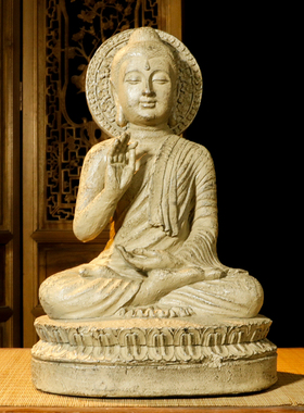 新中式禅意摆件佛像笑佛酒店玄关家居客厅茶室办公接待室软装饰品