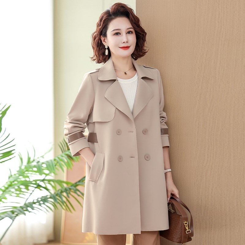 中老年女装中长款风衣春装外套中年妈妈2024春秋新款洋气高贵上衣
