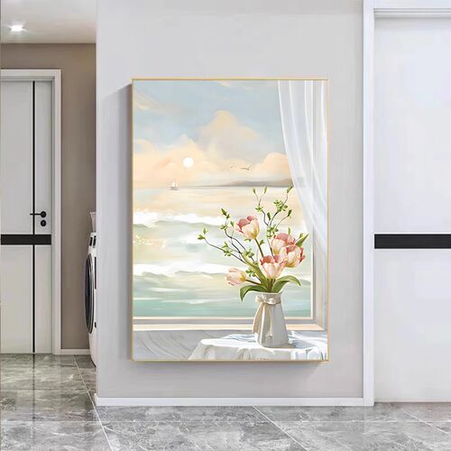 日照金山风景装饰画客厅入户玄关走廊过道沙发背景墙画海浪肌理画