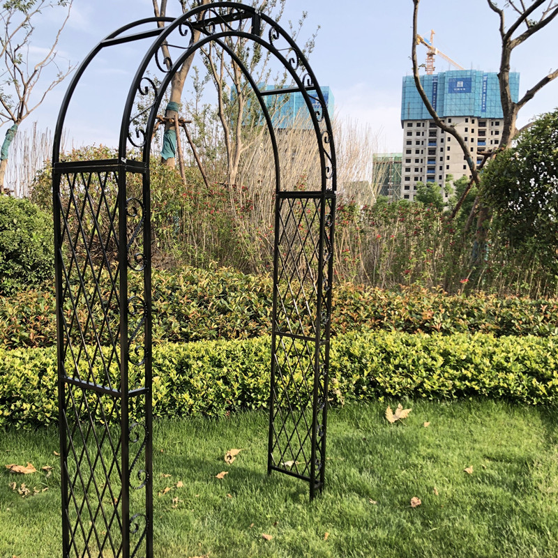 铁艺拱形花架藤月拱门花架铁线莲支架爬藤架欧式铁艺庭院户外拱门