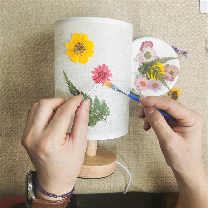 压花台灯diy材料包花草押花手工植物干花小夜灯中秋节礼物床头灯