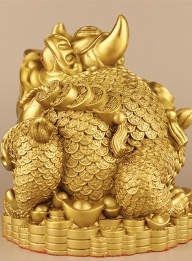 黄铜八卦金蟾摆件招财金钱元宝独角蟾蜍家居办公室店铺开业礼摆设