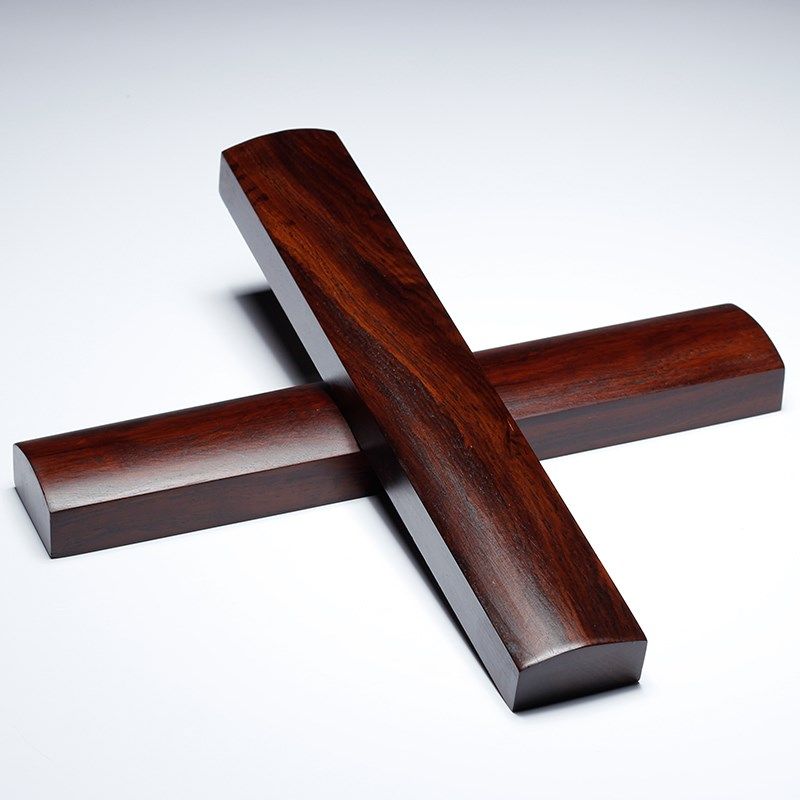 【一对】复古黑檀木光面镇尺镇纸压条黄铜镇纸初学者学生毛笔字书