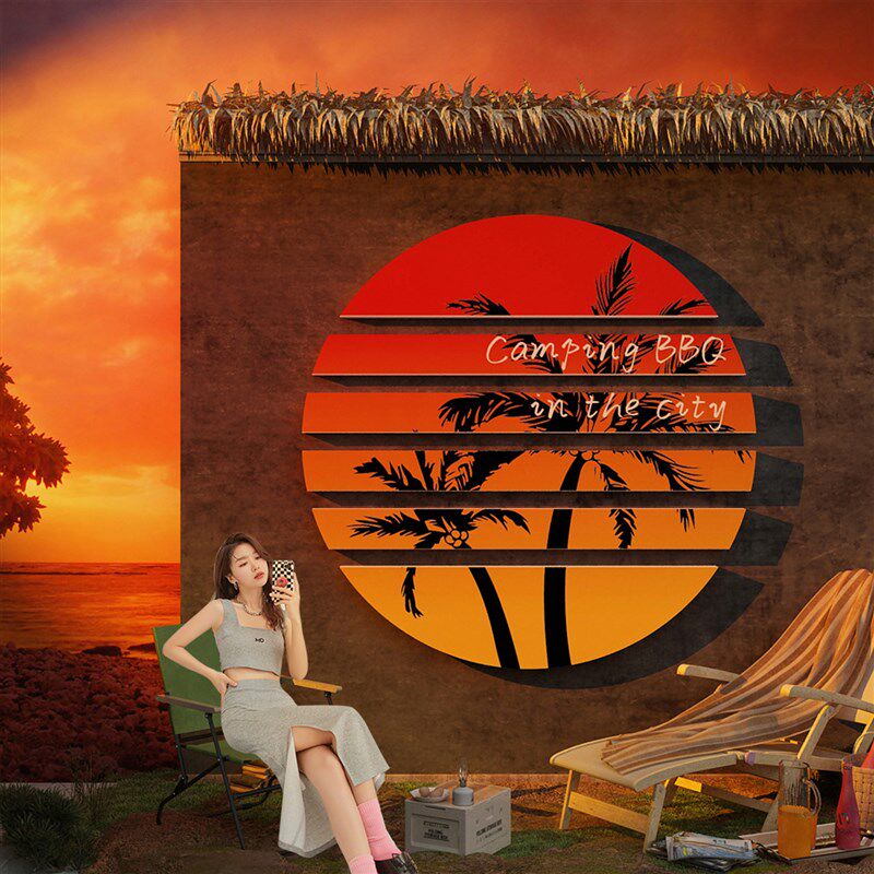 网红打卡背景拍照区布置户外度假露营风酒吧墙面装饰品画场店工业,家居饰品,文化墙贴,淘宝优惠券,粉丝福利购,淘宝优惠卷