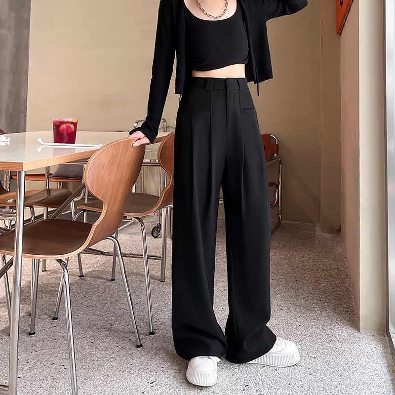 白色阔腿裤女夏季薄款宽松显瘦拖地西装裤高级感垂坠感直筒长裤子,女装/女士精品,休闲裤,淘宝优惠券,粉丝福利购,淘宝优惠卷