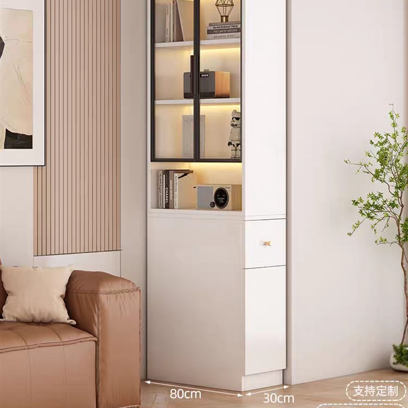 夹缝转角沙发桌边书柜缝隙收纳柜实木儿童书架侧抽拉窄柜置物架