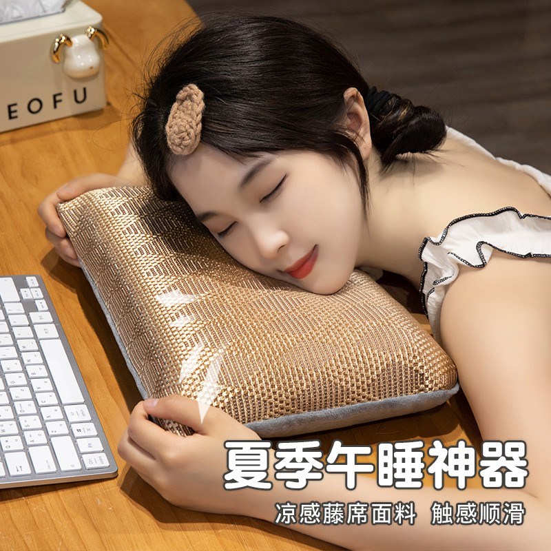 夏季凉席午睡枕便携小枕头记忆棉办公室学生趴睡神器午休抱枕儿童