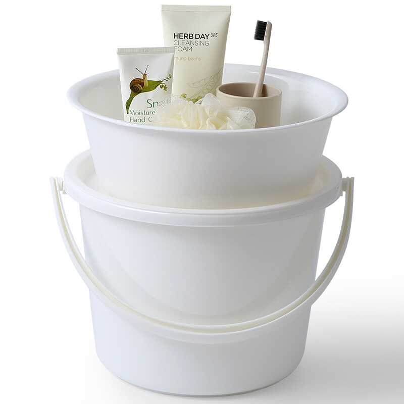 五月花加厚塑料耐用提水桶泡脚洗澡桶 带提手洗衣桶脸盆水桶3件套