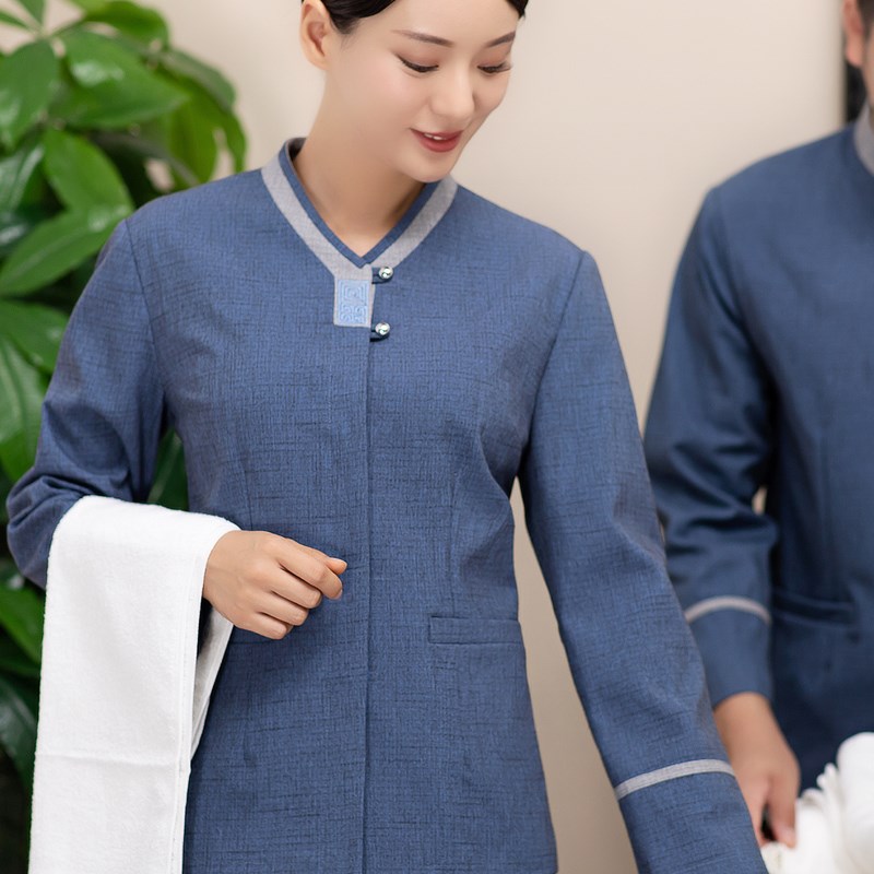 保洁服长袖酒店宾馆客房清洁员工作服秋冬装女阿姨物业PA制服KTV
