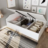 1米箱体抽屉储物床 单人儿童床榻榻米 无床头1.2米靠墙定制拼接床