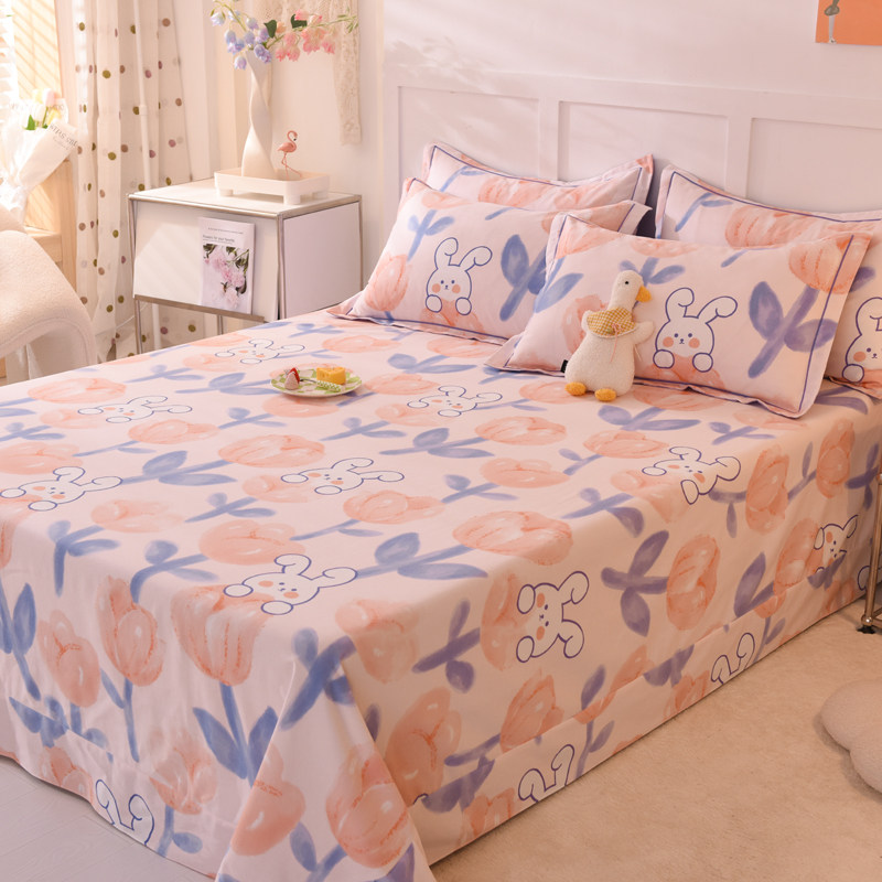 纯棉磨毛牀单件加厚春秋冬牀品全棉布女被单子单双人加大