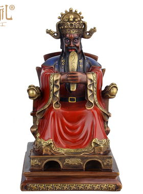 手工彩绘铜龙五爷摆件财神爷佛像家居铜伍爷摆设开业礼品